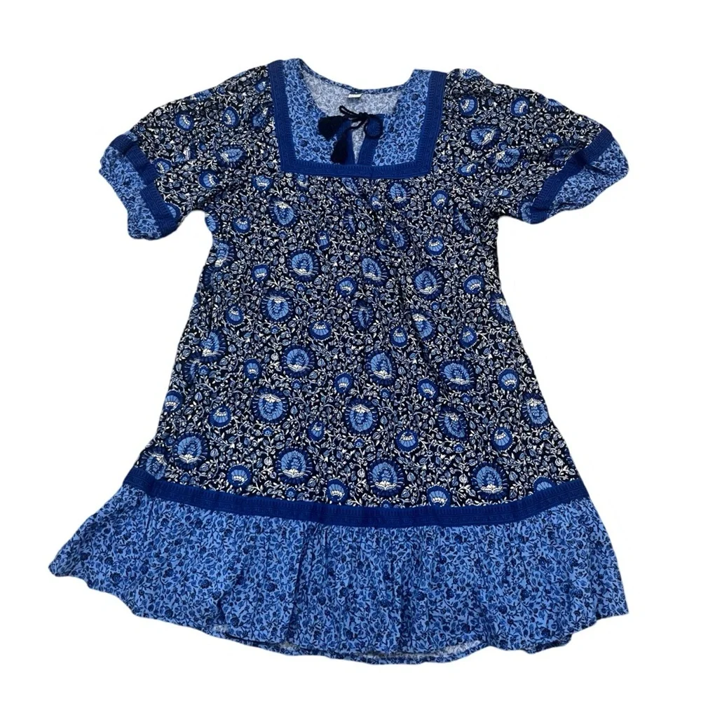 Old Navy Floral Puff-Sleeve Mini Swing Dress | Blue Blossoms | Size Large NWT - Picture 4 of 13